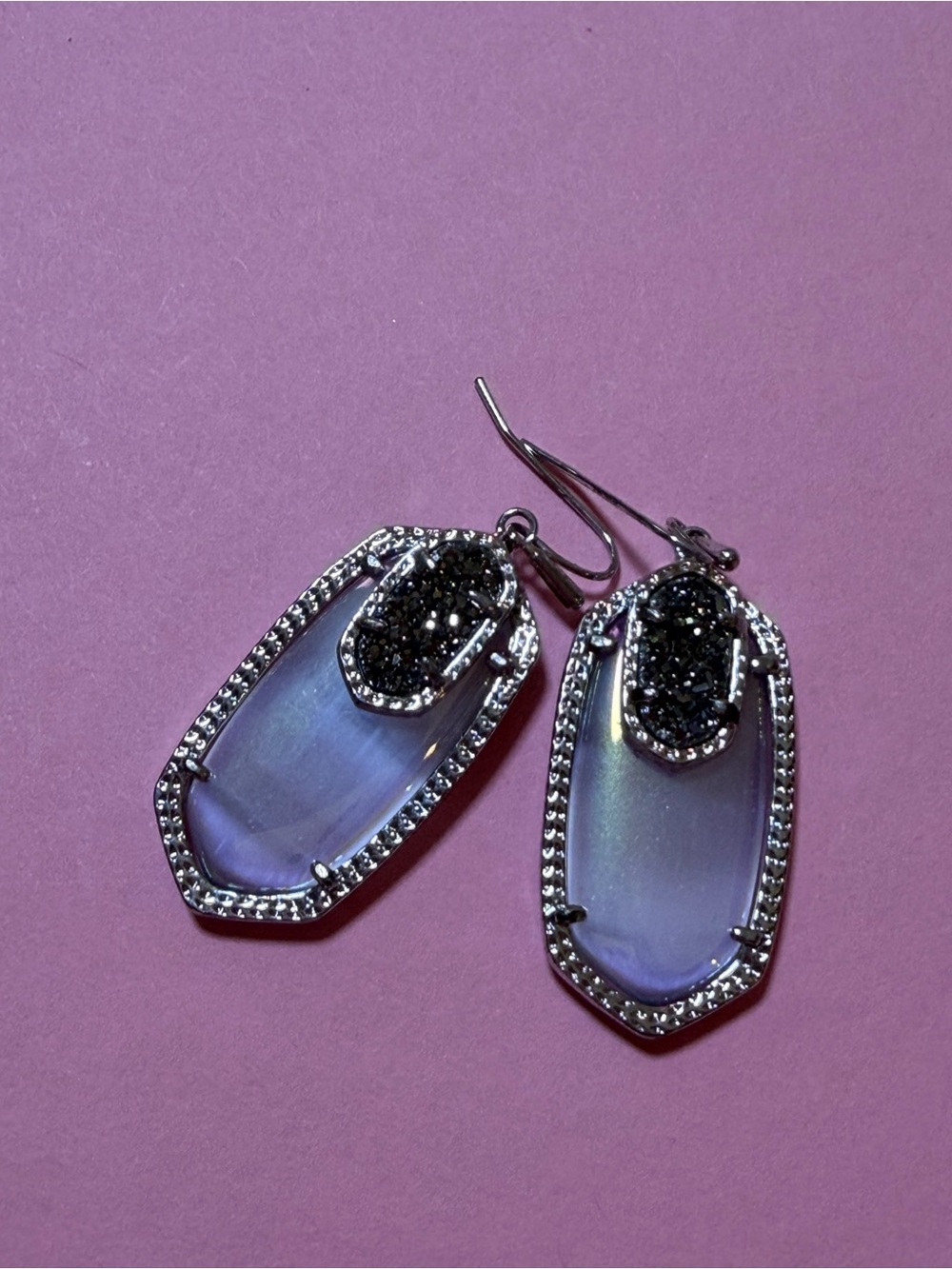 Kendra Scott Iridescent Drop Earrings with Black Druzy Accent